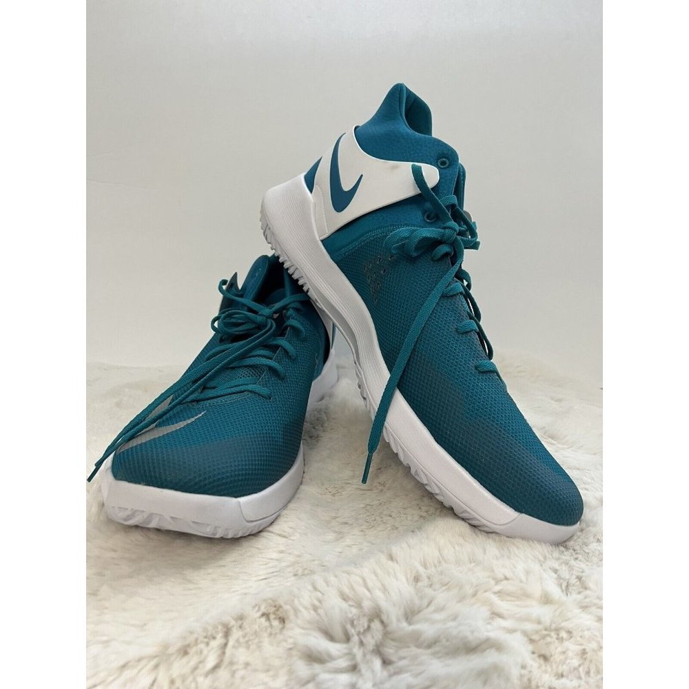 NEW Nike KD Trey 5 IV Mens Basketball Shoes 17 Teal Blue /White MSRP$100 - Picture 1 of 8